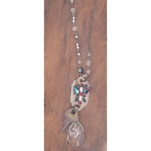 Midnight Bloom | ReTold | Vintage Pin & Keyhole Pendant Necklace